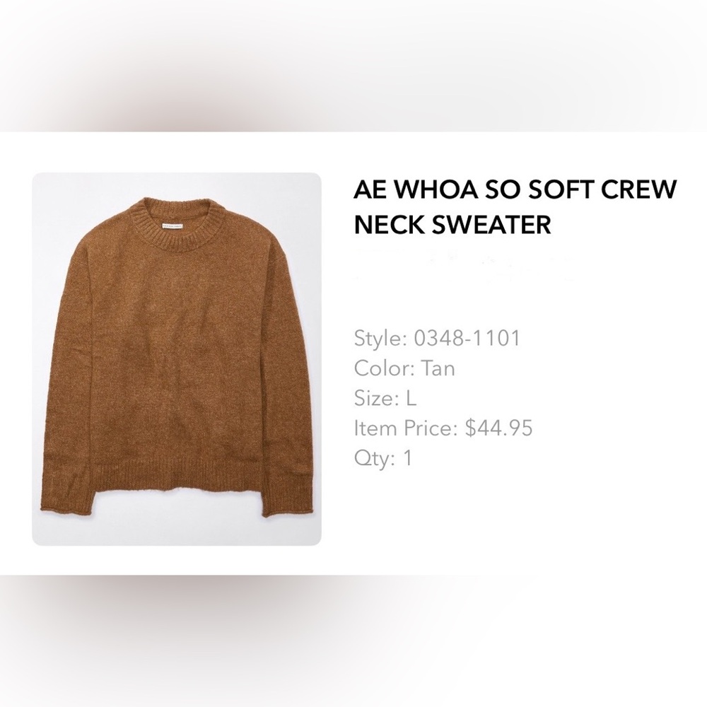 American Eagle Outfitters Tan Crew Neck Sweater Size L